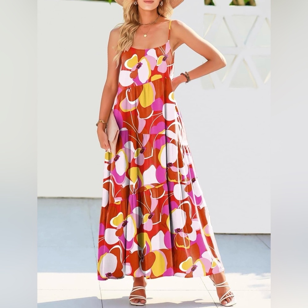 NWT ANRABESS Women Summer Casual Loose Sleeveless Sundress Spaghetti Strap
